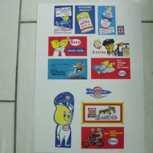 1/43 GARAGE ESSO AFFICHETTES SET 2 POUR JOUETS DEPREUX 1960 VROOM NOREV