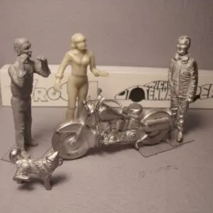 4 FIGURINES 1/43 SET 388 HARLEY DAVIDSON VROOM UNPAINTED O SCALE