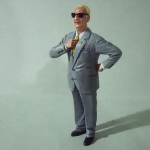 FIGURINE 1/18 ENZO FERRARI PEINTE GREY SUIT VROOM FOR EXOTO MATTEL